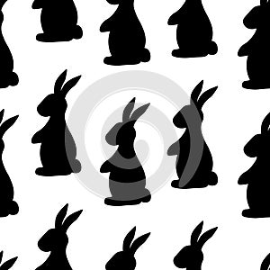 Seamless pattern easter bunny silhouettes vector illustration